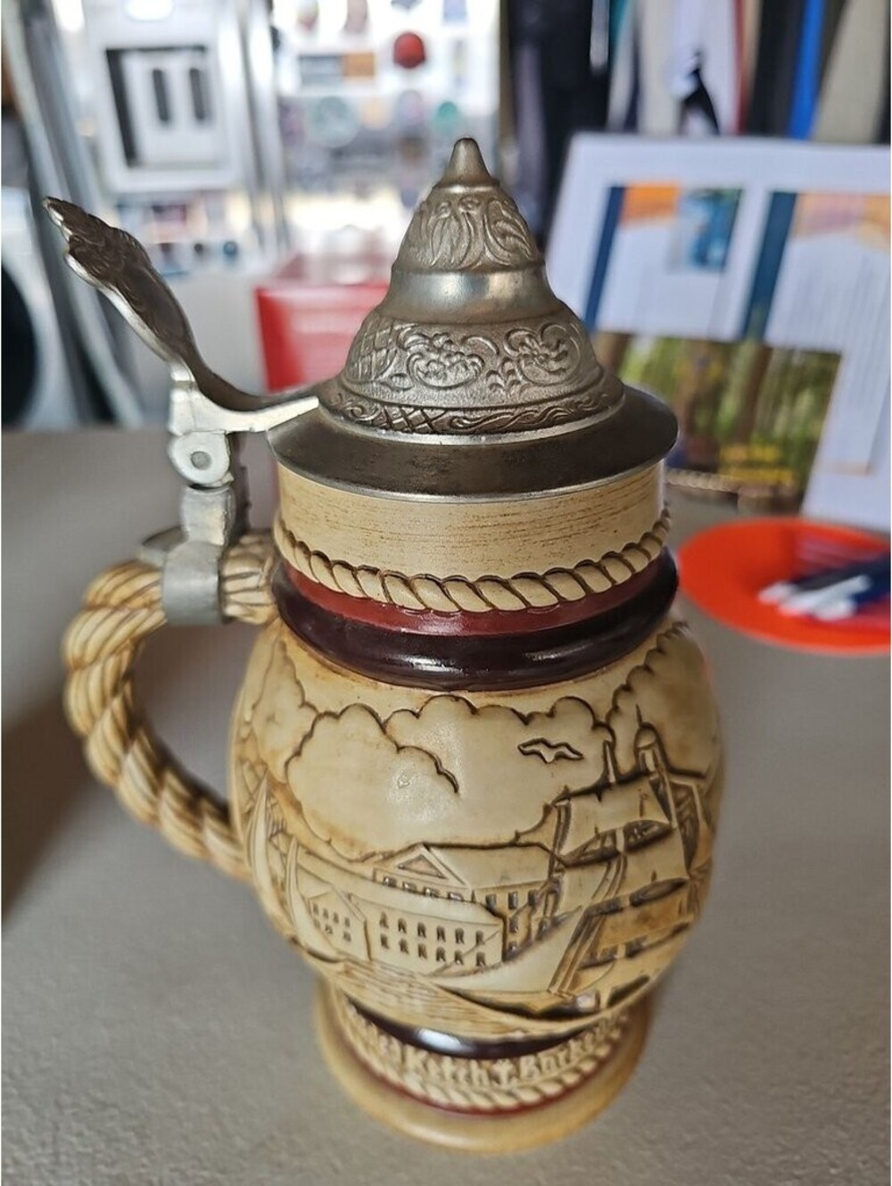 Vintage Avon Collectible Beer Stein with Pewter Lid